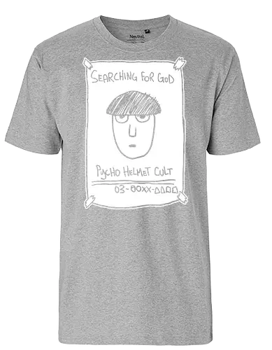 Psycho Helmet Cult Flyer - Mob, Psycho Helmet Cult, Searching for God, anime, manga, fan art, t-shirt design, art print, minimalist, sketchy, cult meme, Shigeo Kageyama, unique anime - Fairtrade T-Shirt