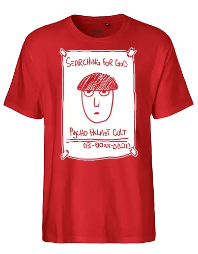 Psycho Helmet Cult Flyer - Mob, Psycho Helmet Cult, Searching for God, anime, manga, fan art, t-shirt design, art print, minimalist, sketchy, cult meme, Shigeo Kageyama, unique anime - Fairtrade T-Shirt
