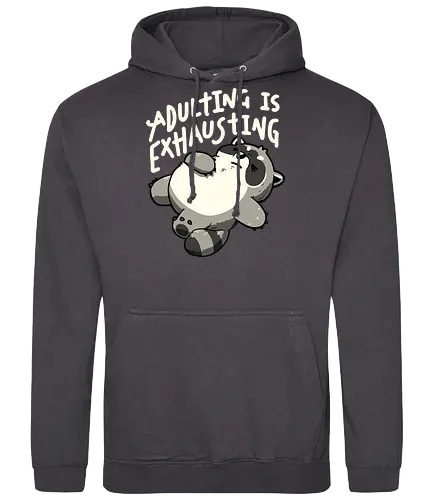 Adulting is Exhausting - koalatees, koala, raccoon, trash panda, tired, exhausted, adulting, funny, burnout, sarcasm, lazy, funny quote - Standard Hoodie
