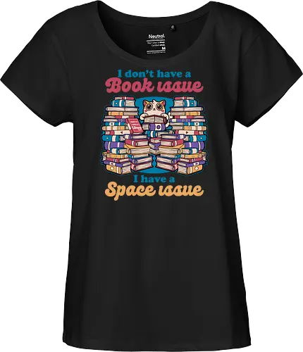 Cat Books Library - Book, Books, Bookworm, Library, Pet, Pets, Adventure, Fantasy, Social Issues, Cat, Cat Owner - Fairtrade Girl Shirt