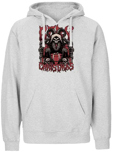 Gory Christmas Krampus - Ugly Sweater, Holiday, Christmas, Merry Christmas, Ugly Christmas Sweater, demon, devil, ritual, krampus, santa claus, Christmas Vacation, Christmas Eve, Gifts, Gift, Skull, Skeleton, Heavy Metal, Death Metal, Black Metal, Rock And Roll, Band Tee, Gore, Creepy, Horror, Horror Movies, Spooky, Spookmas - Fairtrade Hoodie