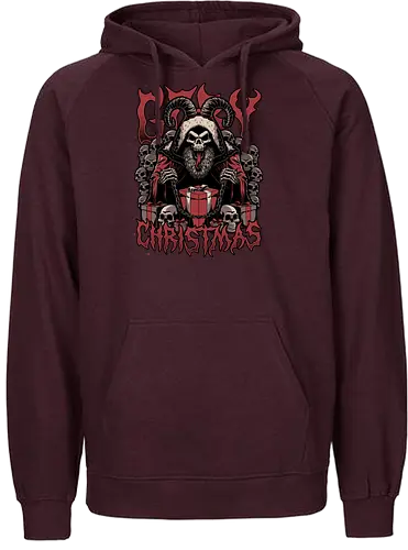 Gory Christmas Krampus - Ugly Sweater, Holiday, Christmas, Merry Christmas, Ugly Christmas Sweater, demon, devil, ritual, krampus, santa claus, Christmas Vacation, Christmas Eve, Gifts, Gift, Skull, Skeleton, Heavy Metal, Death Metal, Black Metal, Rock And Roll, Band Tee, Gore, Creepy, Horror, Horror Movies, Spooky, Spookmas - Fairtrade Hoodie