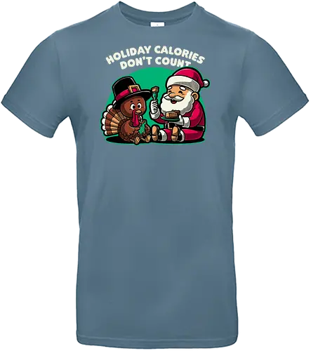 Holiday Food Calories  - holiday, food, snack, christmas, santa claus, turkey, thanksgiving, cute, fun, eating, family, xmas, reunion, party, gathering - Standard T-Shirt