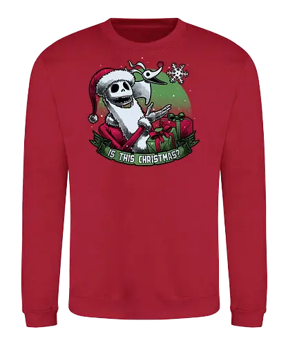 Skeleton Christmas Halloween - Movies, holiday, animation, halloween, christmas, dark fantasy, internet meme, skeleton, classic, stop motion, musical, scary, spooky, dog, pet, ghost, skull, fun, funny - Sweatshirt