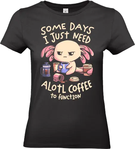 Alotl Coffee - koalatees, koala, axolotl, coffee, coffee lover, caffeine, cute, funny, sleepy, pink creature, introvert humor, nerd, geek, retro - Standard T-Shirt (Frauen)