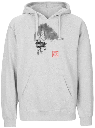 boat going away - boat, sumie, japan - Fairtrade Hoodie