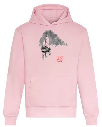 boat going away - boat, sumie, japan - Heavyweight Hoodie