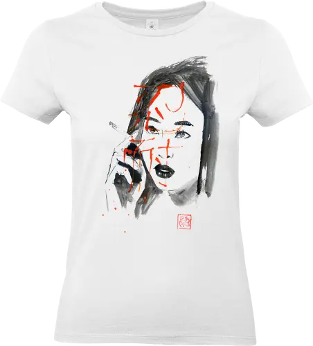 cigarette nintai - cigarette, sumie, japan, woman, kanji, nintai - Standard T-Shirt (Frauen)
