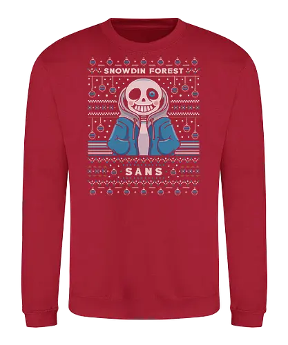 Snowdin Forest Ugly Sweater - Tale, deltarune, muffet, sans, indie game, video game, gaming, rpg, flowey, mettaton, gamer, papyrus, toriel, asgore, ugly christmas sweater, spider cider, christmas, xmas, ugly sweater - Sweatshirt