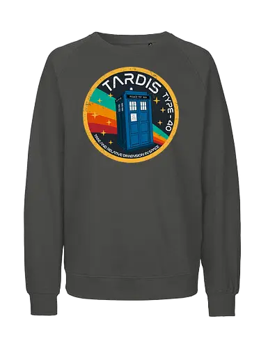 TARDIS type 40 - retro, vintage, logo, tardis, Doctor, space, time machine, 80s, 90s, series - Fairtrade Sweatshirt