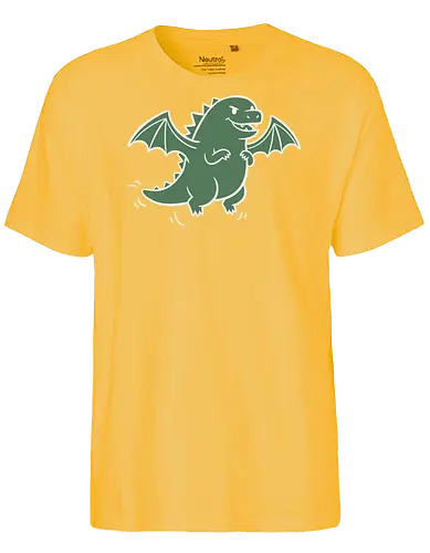 Chibi Dragon Flight - Chibi dragon, cute dragon, cartoon monster, flying dragon, fantasy creature, minimalist, Pen and paper, D&D, t-shirt design, art print, whimsical, adorable, green dragon, geek art, mythical creature - Fairtrade T-Shirt