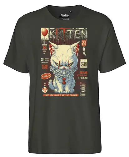Kitten - Clown, cat, kitten, parody, japanese art, comics, clown, derry, horror, novel, stephen king, movie, halloween, spooky cute, pop culture, comedy, tv show, evil clown, georgie, scary, creepy - Fairtrade T-Shirt