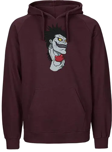  Ryuk and His Apple - Ryuk, Death, Shinigami, apple, fan art, t-shirt design, art print, cool anime villain, geek art, stylish, Light Yagami, iconic character, dark fantasy, shinigami eyes. - Fairtrade Hoodie