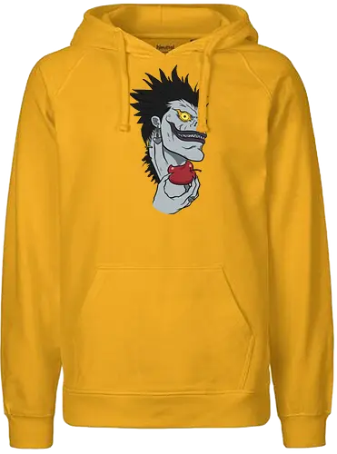  Ryuk and His Apple - Ryuk, Death, Shinigami, apple, fan art, t-shirt design, art print, cool anime villain, geek art, stylish, Light Yagami, iconic character, dark fantasy, shinigami eyes. - Fairtrade Hoodie