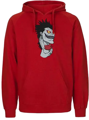  Ryuk and His Apple - Ryuk, Death, Shinigami, apple, fan art, t-shirt design, art print, cool anime villain, geek art, stylish, Light Yagami, iconic character, dark fantasy, shinigami eyes. - Fairtrade Hoodie