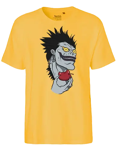  Ryuk and His Apple - Ryuk, Death, Shinigami, apple, fan art, t-shirt design, art print, cool anime villain, geek art, stylish, Light Yagami, iconic character, dark fantasy, shinigami eyes. - Fairtrade T-Shirt