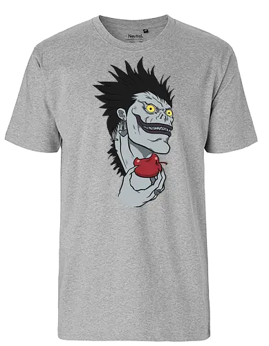  Ryuk and His Apple - Ryuk, Death, Shinigami, apple, fan art, t-shirt design, art print, cool anime villain, geek art, stylish, Light Yagami, iconic character, dark fantasy, shinigami eyes. - Fairtrade T-Shirt