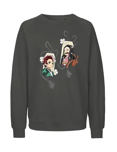 Kamado Siblings Omamori Charms - Tanjiro Kamado, Nezuko Kamado, Slayer, Kimetsu no Yaiba, Omamori, Japanese charm, anime, manga, fan art, t-shirt design, art print, cute anime, sibling bond, geek art, lucky charm, aesthetic - Fairtrade Sweatshirt
