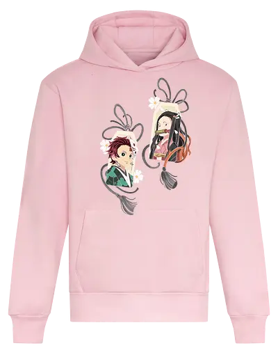 Kamado Siblings Omamori Charms - Tanjiro Kamado, Nezuko Kamado, Slayer, Kimetsu no Yaiba, Omamori, Japanese charm, anime, manga, fan art, t-shirt design, art print, cute anime, sibling bond, geek art, lucky charm, aesthetic - Heavyweight Hoodie