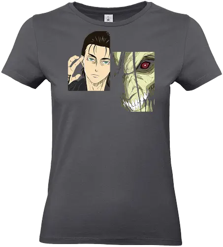 Eren Yeager: Man vs. Monster - Eren Yeager, Attack Titan, Attack, AOT, Shingeki no Kyojin, anime, manga, fan art, t-shirt design, art print, transformation, dual nature, cool anime art, geek art, iconic, minimalist. - Standard T-Shirt (Frauen)