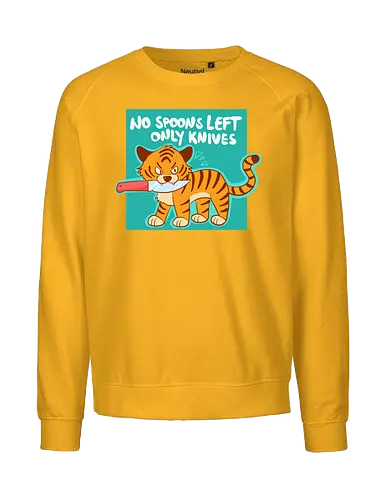 No Spoons Tiger - Comic, Spoonie, Tiger, Messer - Fairtrade Sweatshirt