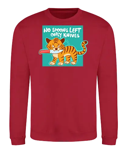 No Spoons Tiger - Comic, Spoonie, Tiger, Messer - Sweatshirt
