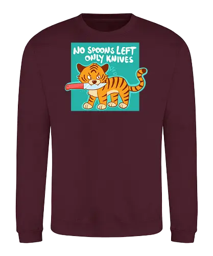 No Spoons Tiger - Comic, Spoonie, Tiger, Messer - Sweatshirt