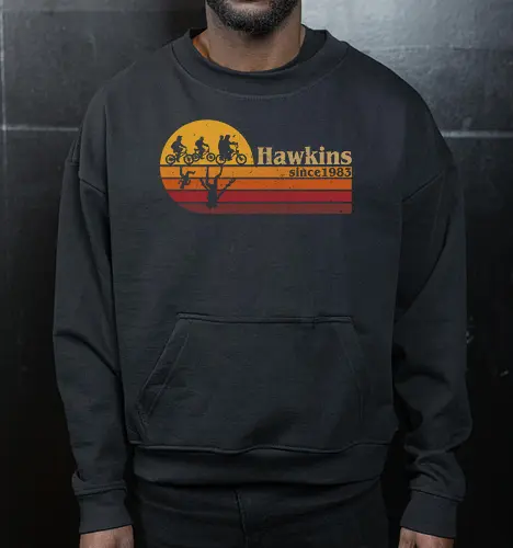 Hawkins vintage - vintage, retro, series, hawkins, Strange, 80s, 90s - Cropped Sweatshirt