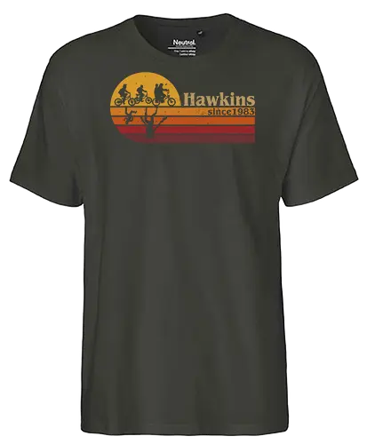 Hawkins vintage - vintage, retro, series, hawkins, Strange, 80s, 90s - Fairtrade T-Shirt