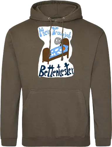 Traumjob Bettentester, mit weißem Hintergrund