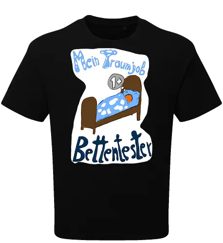Traumjob Bettentester, mit weißem Hintergrund