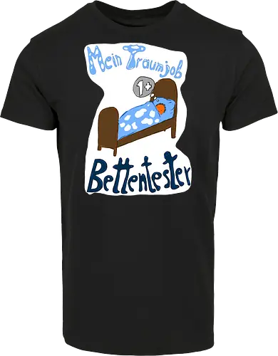 Traumjob Bettentester, mit weißem Hintergrund