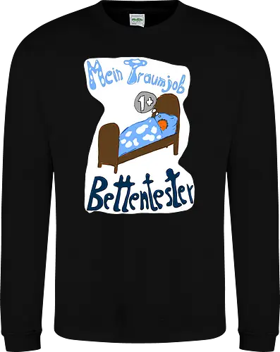 Traumjob Bettentester, mit weißem Hintergrund