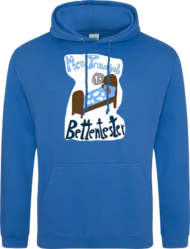 Traumjob Bettentester, mit weißem Hintergrund