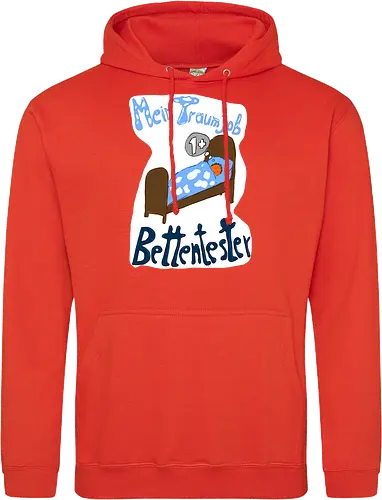 Traumjob Bettentester, mit weißem Hintergrund