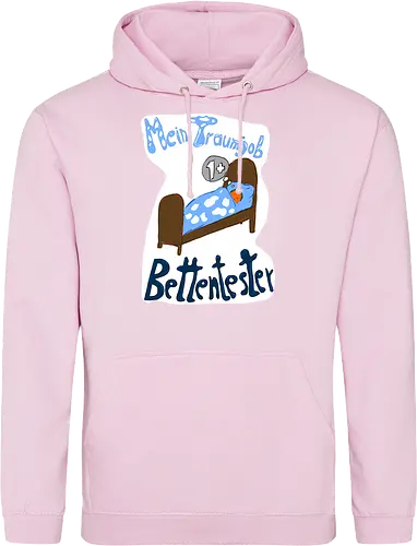 Traumjob Bettentester, mit weißem Hintergrund