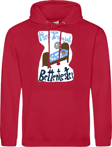 Traumjob Bettentester, mit weißem Hintergrund