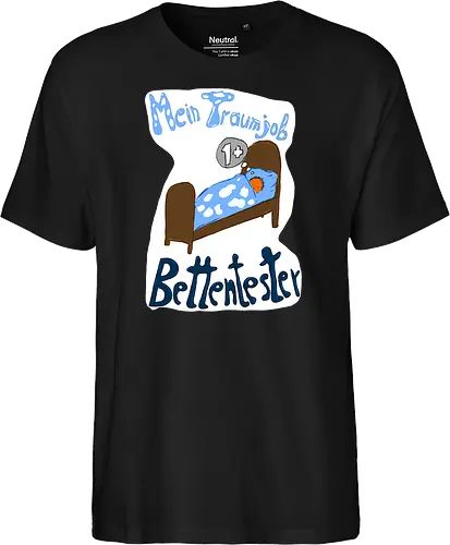 Traumjob Bettentester, mit weißem Hintergrund