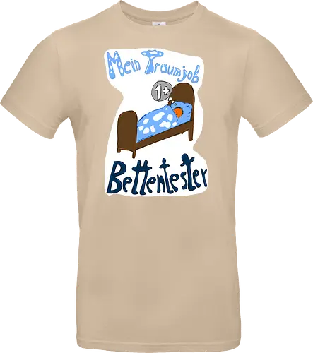 Traumjob Bettentester, mit weißem Hintergrund