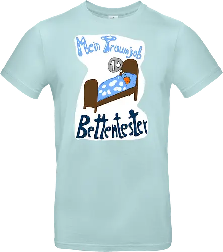 Traumjob Bettentester, mit weißem Hintergrund