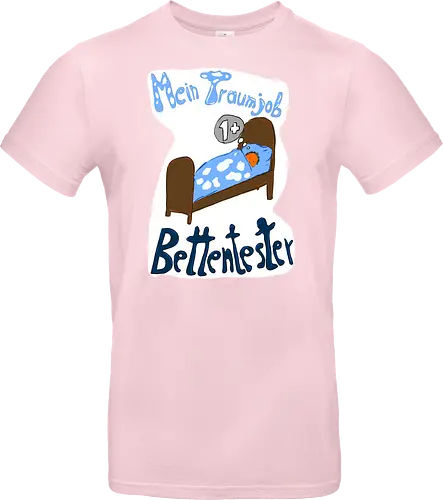 Traumjob Bettentester, mit weißem Hintergrund