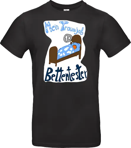 Traumjob Bettentester, mit weißem Hintergrund