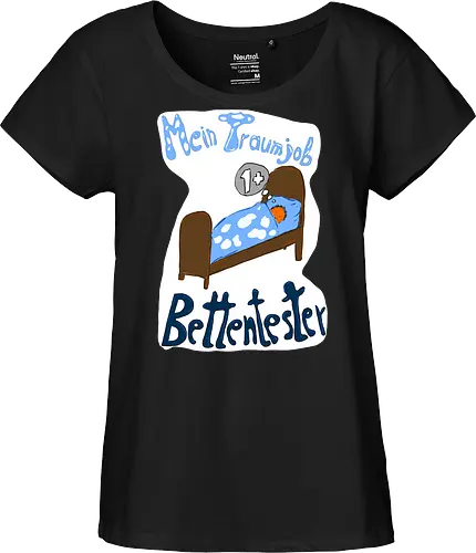 Traumjob Bettentester, mit weißem Hintergrund