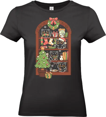 Christmas Cats  - koalatees, koala, christmas cat, black cat, cat lover, xmas, ornaments, christmas tree, bookshelf, holiday, book lover - Standard T-Shirt (Frauen)
