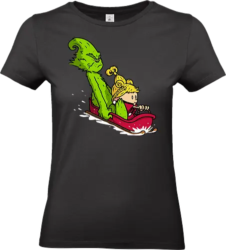 Sleigh Descent! - grinch, the-grinch, sleigh, christmas, xmas, calvin-and-hobbes, calvin, hobbes, mashup - Standard T-Shirt (Frauen)