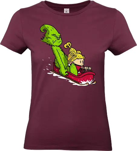 Sleigh Descent! - grinch, the-grinch, sleigh, christmas, xmas, calvin-and-hobbes, calvin, hobbes, mashup - Standard T-Shirt (Frauen)