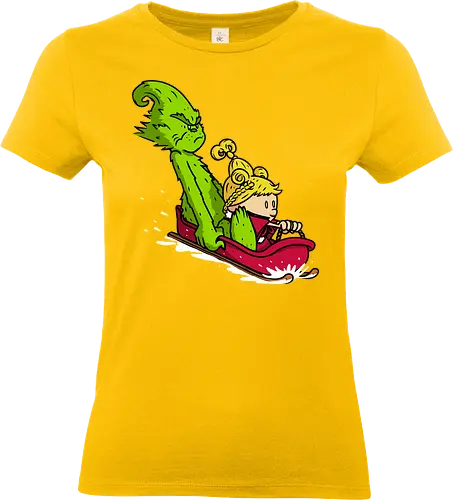 Sleigh Descent! - grinch, the-grinch, sleigh, christmas, xmas, calvin-and-hobbes, calvin, hobbes, mashup - Standard T-Shirt (Frauen)