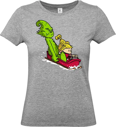 Sleigh Descent! - grinch, the-grinch, sleigh, christmas, xmas, calvin-and-hobbes, calvin, hobbes, mashup - Standard T-Shirt (Frauen)