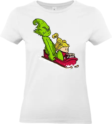 Sleigh Descent! - grinch, the-grinch, sleigh, christmas, xmas, calvin-and-hobbes, calvin, hobbes, mashup - Standard T-Shirt (Frauen)