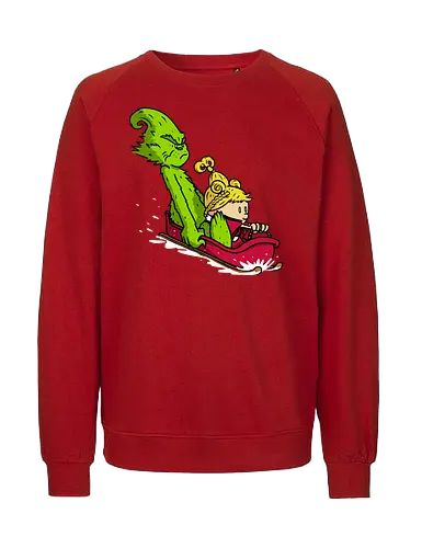 Sleigh Descent! - grinch, the-grinch, sleigh, christmas, xmas, calvin-and-hobbes, calvin, hobbes, mashup - Fairtrade Sweatshirt